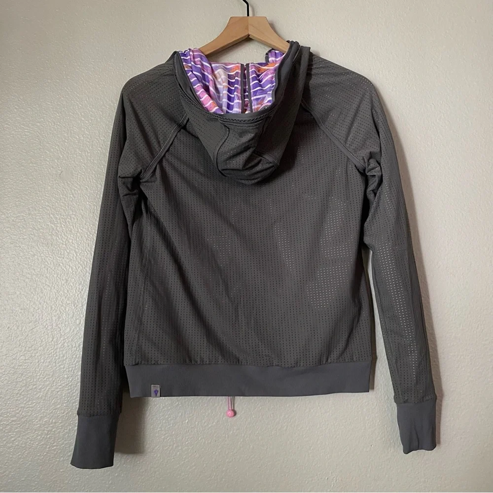 Ivivva Lululemon Girls Twice The Fun Reversible Hooded Zip Jacket Size 14 Purple